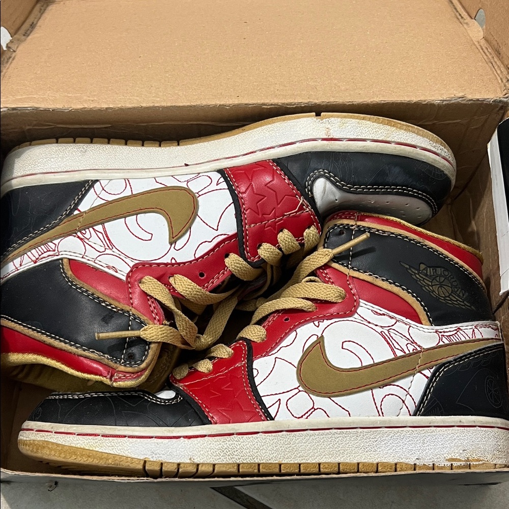 Jordan Women's Sneakers - Red, Black, Gold
